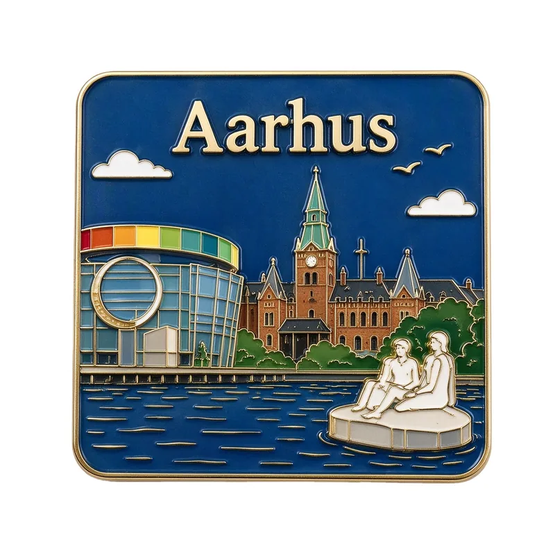 Kühlschrankmagnet mit Aarhus-Motiv – Beispiel für ein Touristensouvenir