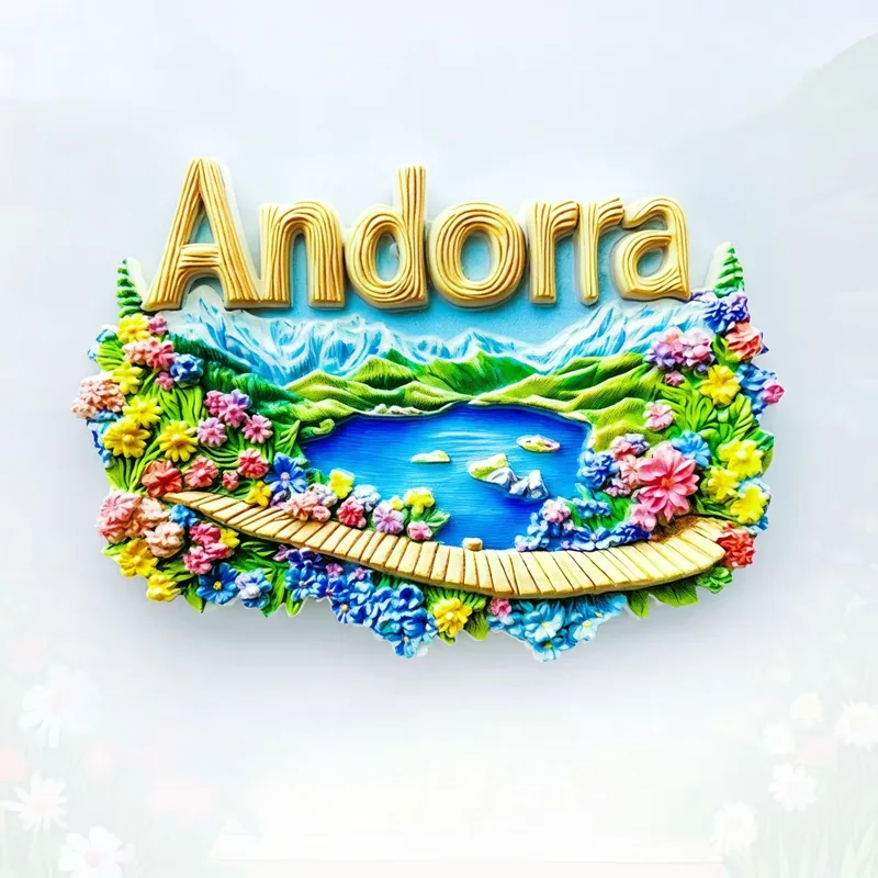 Fridge magnet with a Andorra la Vella motif — example of a tourist souvenir
