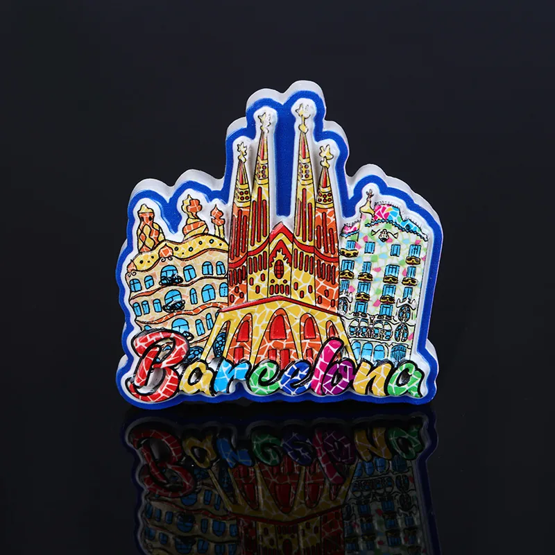 Fridge magnet with a Barcelona motif — example of a tourist souvenir