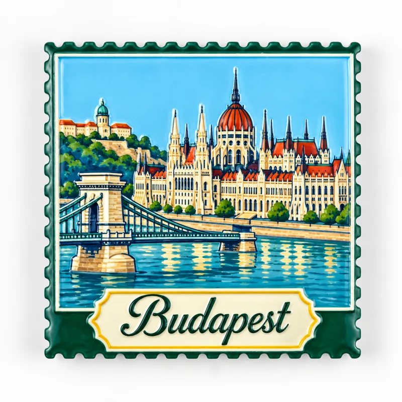 Kühlschrankmagnet mit Budapest-Motiv – Beispiel für ein Touristensouvenir