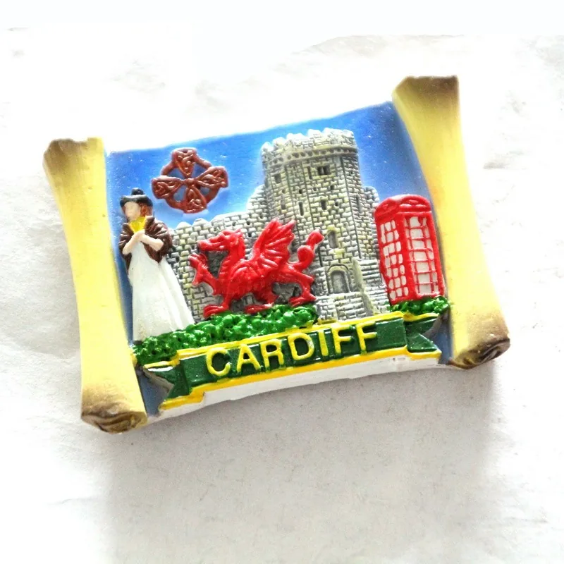 Fridge magnet with a Cardiff motif — example of a tourist souvenir