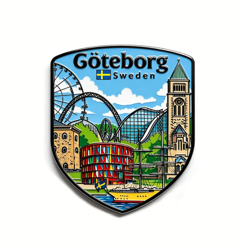 Fridge magnet with a Gothenburg motif — example of a tourist souvenir