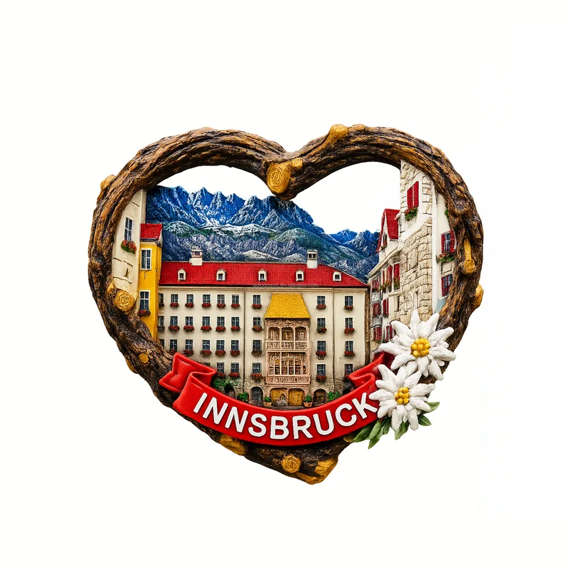 Fridge magnet with a Innsbruck motif — example of a tourist souvenir