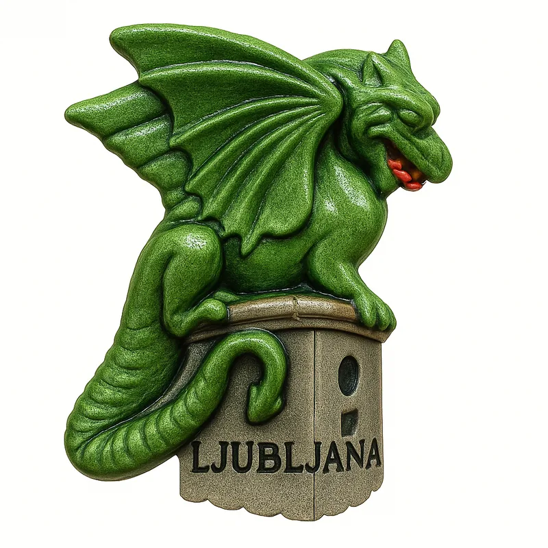 Fridge magnet with a Ljubljana motif — example of a tourist souvenir