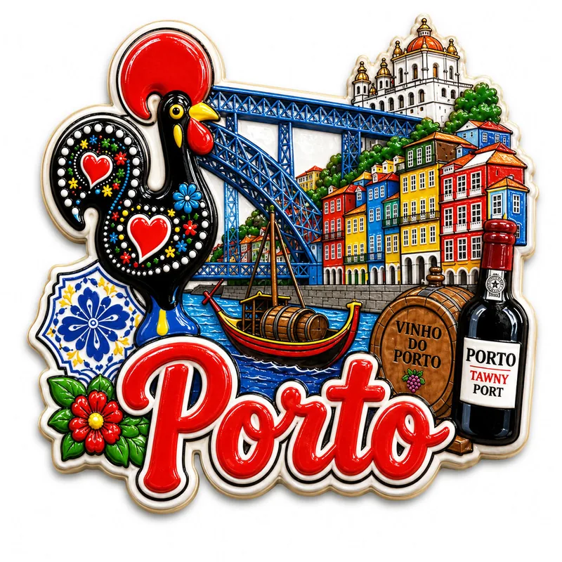 Fridge magnet with a Porto motif — example of a tourist souvenir