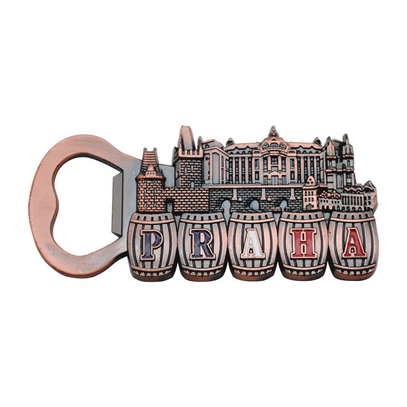 Fridge magnet with a Prague motif — example of a tourist souvenir