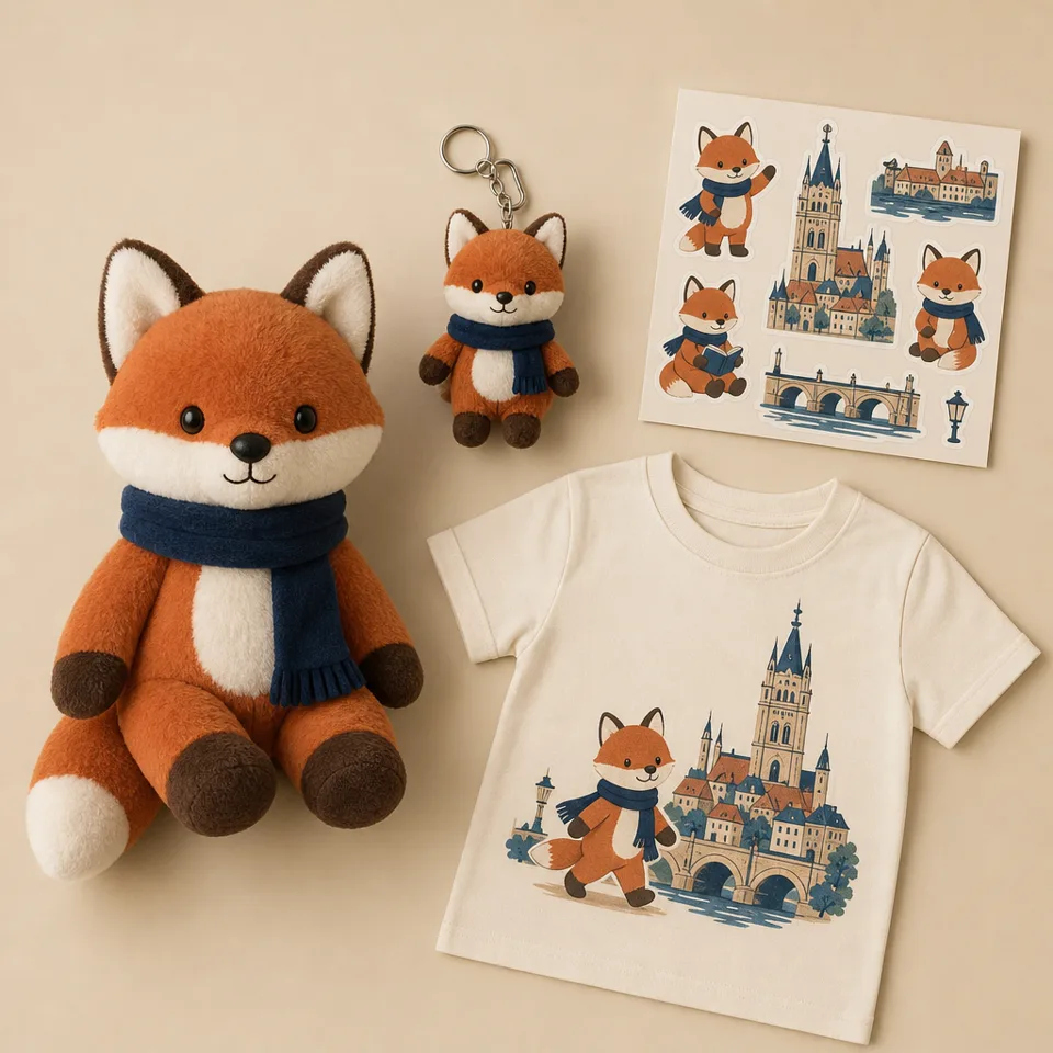 City mascot line: plush, keyring, stickers, t-shirt